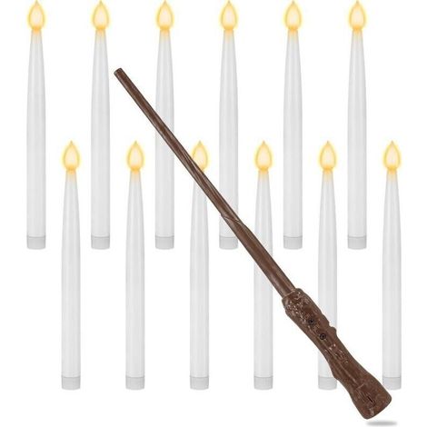 12 Bougies à LED Flottantes Magiques à Suspendre avec Baguette, LED Bougies Sans Flamme Bougies à Piles pour maison, église, fête, Christmas, décoration de Noël (1/5)