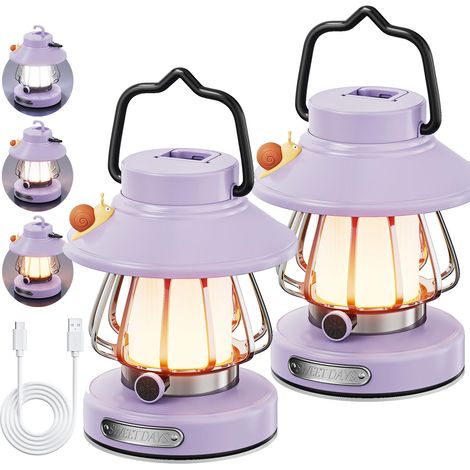 Lampe de camping LED rechargeable suspendue pour tente modes d'éclairage 3000-6500 K pour le et pannes de courant 2pcs 3 3000 6500 Violet (1/5)