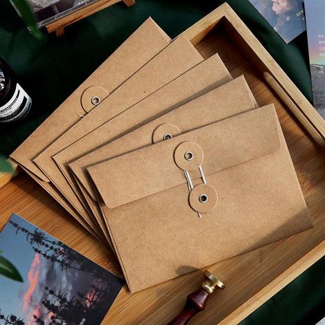 20 enveloppes rétro en papier kraft épais, style vintage, pour lettres d'amour, notes littéraires, scrapbooking et courrier manuscrit (lot uniquement, sans autres articles) (1/5)