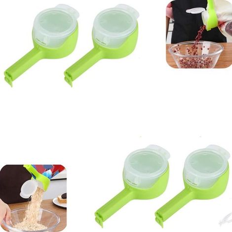 Clips de fermeture alimentaire lot de 4 de 12,8 x 5,8 cm - pinces anti-humidité pour café et chips, vertes (1/5)