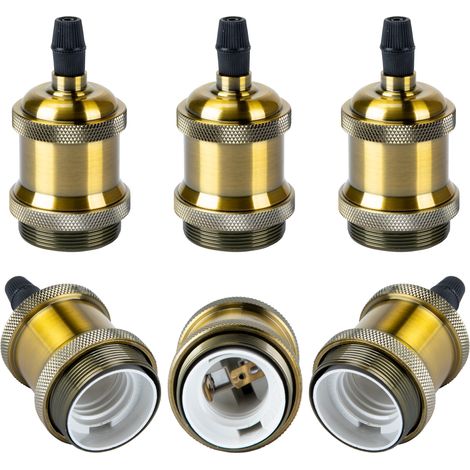 Vintage Light Socket, 6 Stock Retro Edison Lamp Holder for DIY Pendant Light E27 Bulb Socket Adaptor (Bronze)