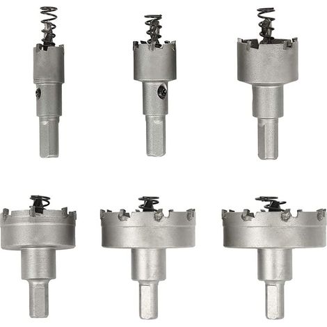 Scie Cloche - Carbure Cémenté - Pour Métaux et Bois - Diamètres 16 22 30 40 50 60 mm - Lot de 6 (1/5)