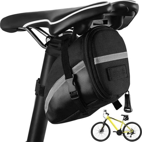 Sacoche de Selle,Trousse Outils de Vélo, Pochette de Vélo Pochette de Selle Vélo étanche pour Les Vélos, Arrière Sacoche de Selle Vélo pour VTT, Cyclisme, Voyageurs Randonnée Noir (1/4)