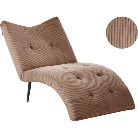 Chaise longue moderna tapizado de pana sin reposabrazos con capitoné sala de estar beige arena Quilly (1/5)