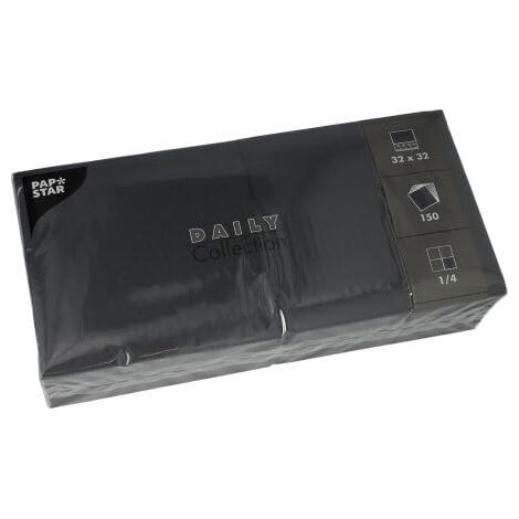 PAPSTAR 150 servilletas 'Daily Collection' pliegue 1/4, 32 x 32 cm, color negro