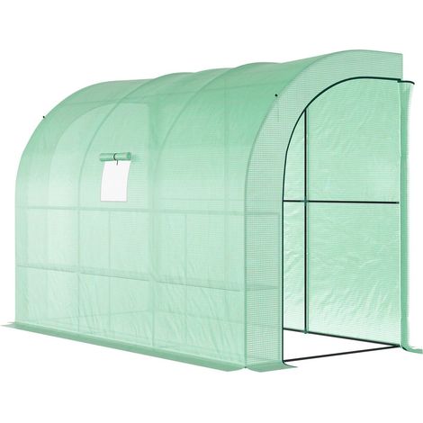 Invernadero con estantes y ventanas, invernadero de acero resistente al invierno, invernadero de pared para balcón, jardín, casa de tomates, 300 x 150 x 213 cm, invernadero de tomate para verduras, fl (1/5)