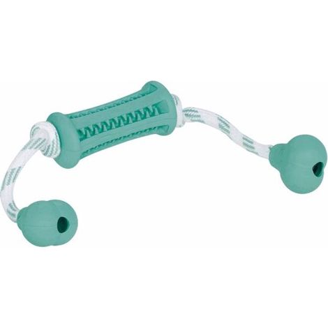 Nobby® Hunde Vollgummi Stick mit Seil "DENTAL LINE" zweifarbig 37 cm