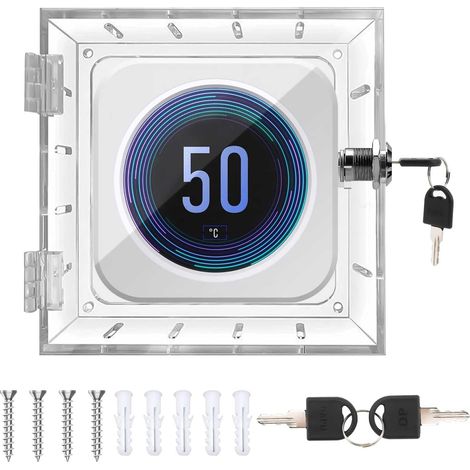 Boite De Verrouillage Thermostat avec Clé, Protection de Thermostat Transparente, Couvercle De Thermostat avec Serrure pour Panneau AC, Écoles, Restaurants (1/5)