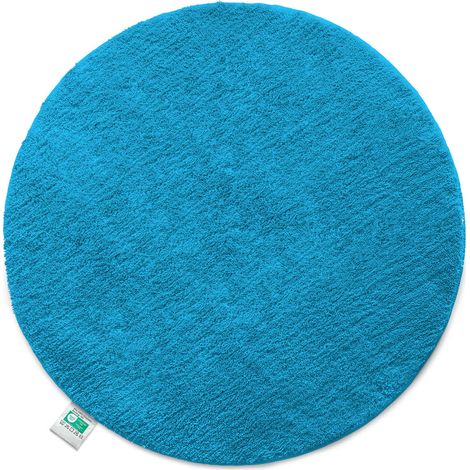 Tapis de bain Sky, tapis de salle de bain rond Turquoise 95 cm de diamètre
