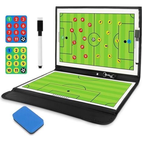 Tableau Tactique Football - 1 Unité - Magnétique Et Pliable - Avec Stylo Et Aimants - Pour Entraîneur Et Vestiaire - 31,5 x 25,1 cm