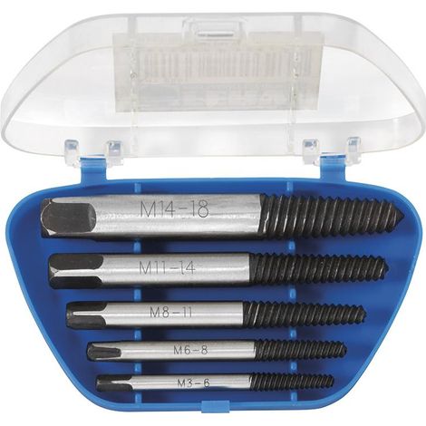 Juego de 5 extractores para tornillos m3 - m18 Fervi E001