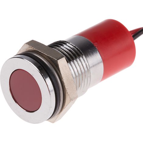 Voyant LED lumineux Rouge RS PRO, dia. 14mm, 6 36V c.c., IP67 ( Prix pour 1 ) (1/2)