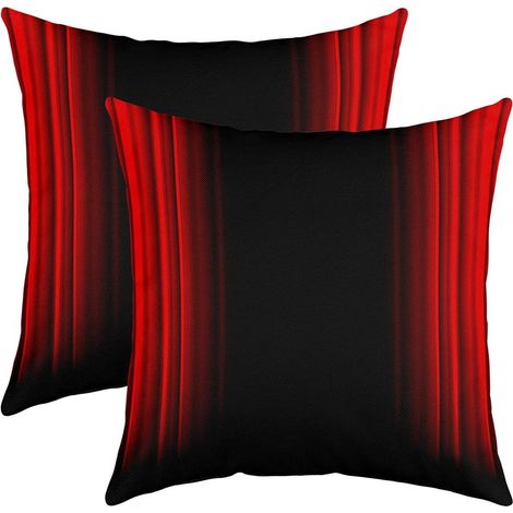 Gradient Taies d'oreiller 60x60cm Lot De 2 doux Rouge Noir rayures Taie Oreiller Salon Chambre à coucher design Moderne Housse de Coussin Canapé chaise décoratif Taies D'oreiller Housse Coussin (1/5)