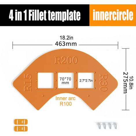 Moule de positionnement à coins arrondis (R15R30R100R200) Moule de positionnement d'arc pour le travail du bois, gabarit de positionnement semi-circulaire en angle R pour panneau en bakélite, moule d' (1/5)