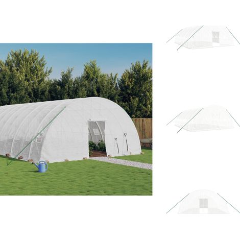Serre avec cadre en acier blanc 48 m² 8x6x2,85 m - Serre De Jardin - Abri Jardin - Serriculture - Culture Maraîchère - Greenhouse