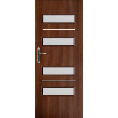 Porte d'intérieur vitrée DINGO noyer en plusieurs dimensions - Poussant: Droit - Largeur porte: 90 cm