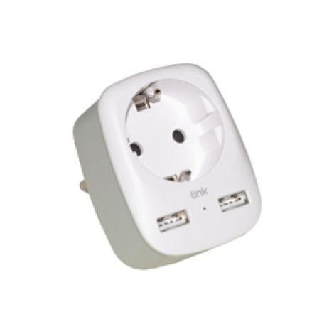 Link Adattatore Multipresa da Muro Spina Italiana 10a con 2 Porte Usb e Una Presa 2 Poli
