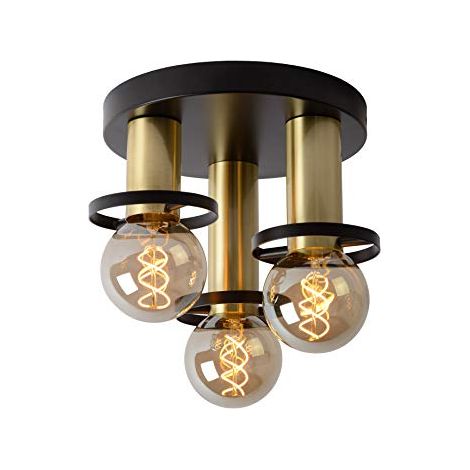 Lucide - Plafoniera da soffitto in acciaio, 180 W, colore: Nero ottone satinato (1/4)