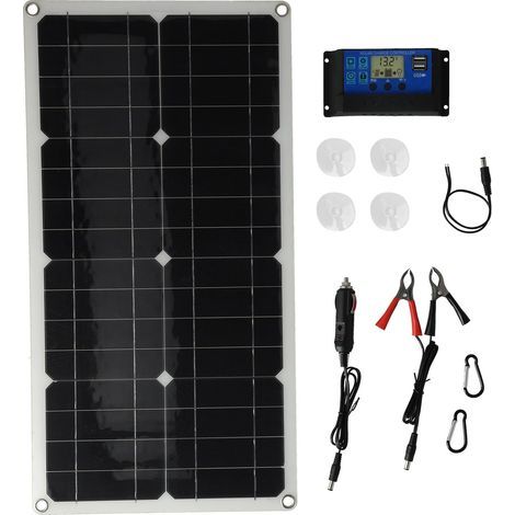 25-W-Monokristallin-Solarpanel-Set mit Batterieladegerät und 30-A-Regler (1/5)