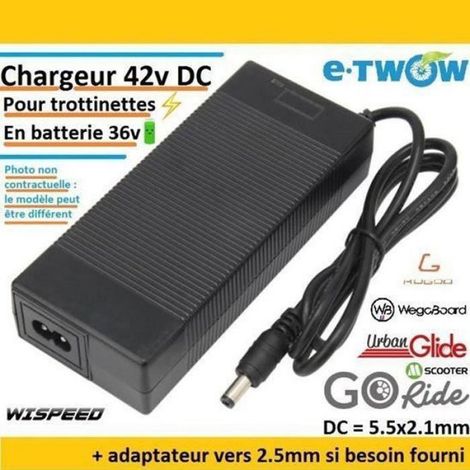 Chargeur 42v DC pour trottinettes lectrique en 36v Etwow Go ride Kugoo Urbanglide wispeed wegoboard Megawheels BOOSTER DE BATTERIE (1/3)