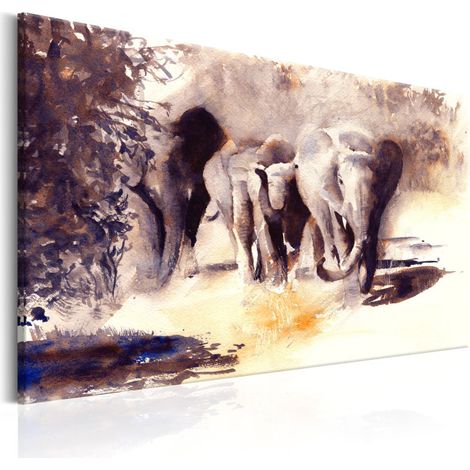 Tableau Imprimé "Watercolour Elephants" 60 x 90 cm (1/2)