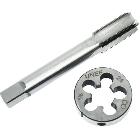 Juego de machos y terrajas de acero de alta velocidad de 5/8"-24, rosca derecha para reparación de roscas.