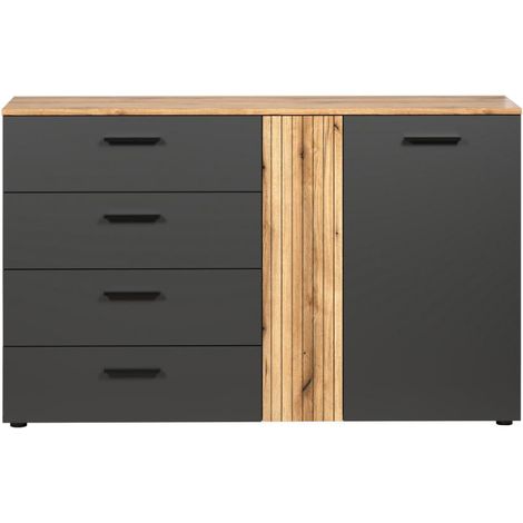 Esteban Sideboard 2 Türen, 4 Schubladen Antracit.