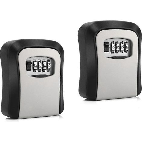 Lot de 2 boîtes à clés à combinaison, étanches et fixées au mur, pour le rangement des clés en extérieur. (1/4)