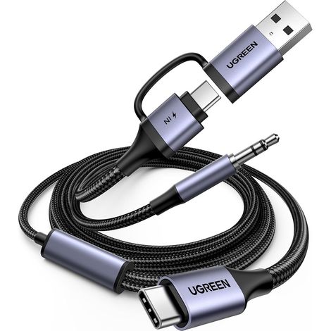 Audioadapter mit Ladefunktion 2-in-1 USB-C – USB-A/C Miniklinke – Schwarz (1/5)