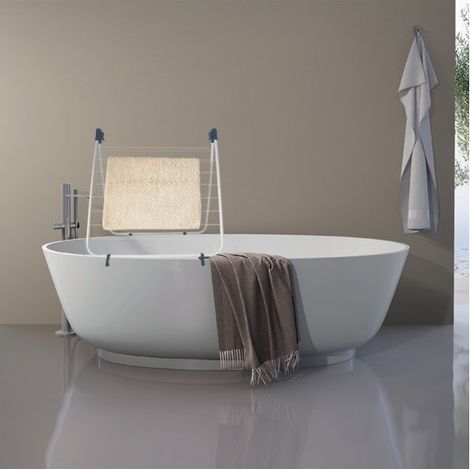 MSV – Étendoir à suspendre pour baignoire 10M – Acier blanc robuste – Séchage efficace dans les espaces restreints – Dimensions 66x63cm (1/5)