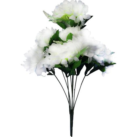 Bouquet di 8 crisantemi artificiali con gesso bianco - altezza 54 cm (1/2)