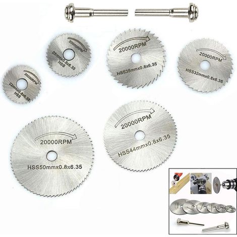 Ensemble de 8 disques de découpe Dremel Mini Diamond, disques de scie circulaires HSS pour la découpe du bois (1/5)