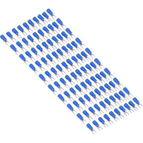 100 Pièces Connecteurs à Sertir pour Câbles 16-14 AWG, Embouts de Fourche Isolés pour Équipement Électrique (1/5)