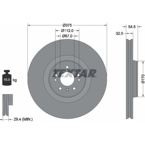 Lot de 2 Disques de frein Textar 92176603 MERCEDES-BENZ 1644210612 1644211512