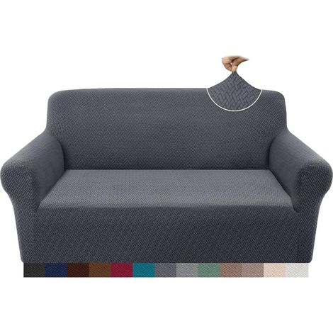 Sofa cover, jacquard, 2-seater, super soft, non-slip, stretchable, four seasons, universal, for dogs, cats, pets (2-seater, grey) (1/5)