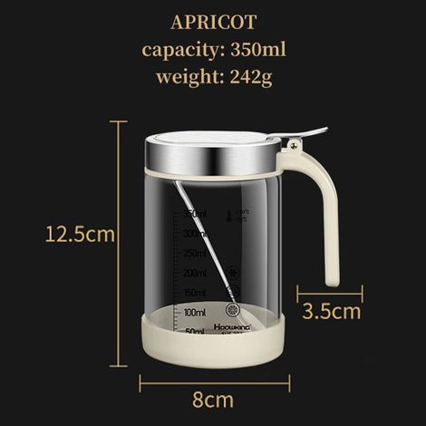 (1 pièce, 350 ml, beige) Pot en verre pour épices et assaisonnements, avec cuillère, sucrier et salière, ustensiles de cuisine. (1/5)