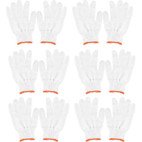 24 Paires de Moufles de Protection en Fil de Coton Blanc et Nylon Antidérapants Bordure Orange 500G pour Travail Industriel et Manutention Sécurisée (1/5)