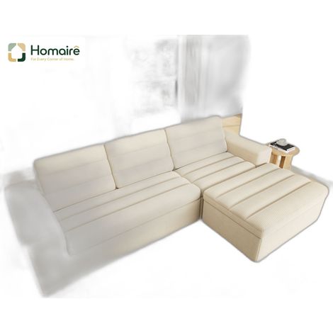 Canapé modulable en velours côtelé beige 253 x 161 x 89 cm HOMAIRE (1/5)