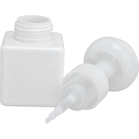 Flacon mousseur carré en plastique PETG blanc de 250 ml, en forme de fleur, pour emballage cosmétique. (1/5)