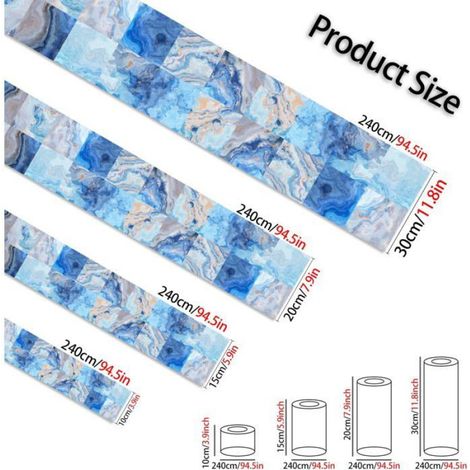 1 Rouleau Frise Murale 15cm x 240cm Autocollante PVC Imperméable Décoration Intérieure Salon Cuisine (1/5)