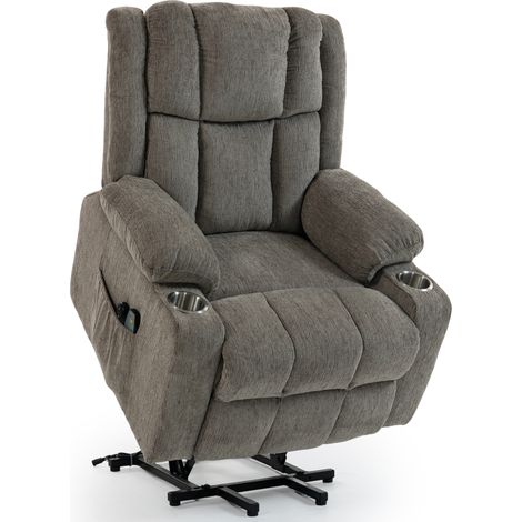 Sillón reclinable eléctrico con ayuda para levantarse, masaje y calor, marrón claro HOMVRA (1/5)