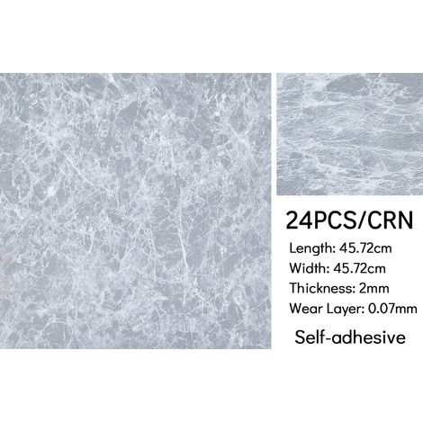 Set of 24 Square Self Adhesive Stone Effect PVC Floor Tiles