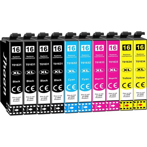 16XL Cartouches d'encre pour Cartouche Epson 16XL 16 XL, Lot de 10 (1/5)