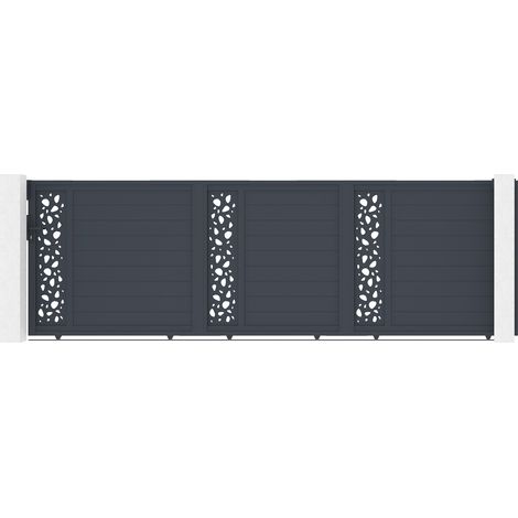 Portail coulissant 5m SUNNY H.160 aluminium gris (1/5)