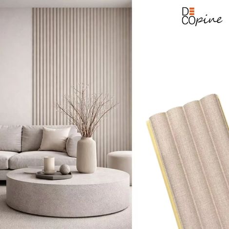 Panneaux décoratifs à lames demi-cylindriques – Composite fibres de bambou – Gris – 140 cm (Lot de 12)