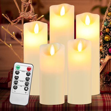 Randaco Confezione da 5 candele di cera a LED con telecomando temporizzato Candele a LED fisse e tremolanti (1/4)