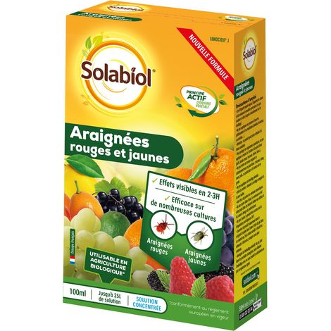 SOLABIOL- SOLIARA100- Anti-Araignées rouges- Etui 100 ml- Utilisable en Agriculture Biologique