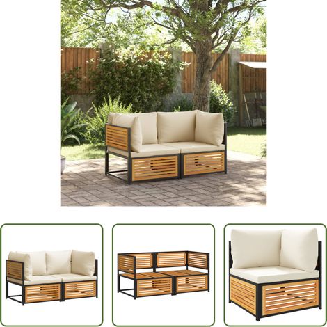 Akazienholz - 2-tlg. Garten-Sofa-Set mit Kissen Massivholz Akazie (1/5)