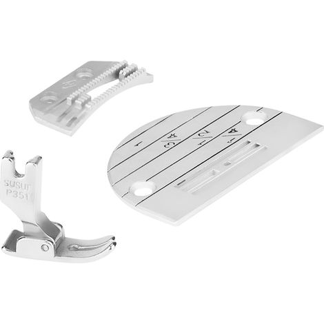 Kit de 3 accessoires pour machine à coudre industrielle : plaque à aiguille, pied presseur (1/5)