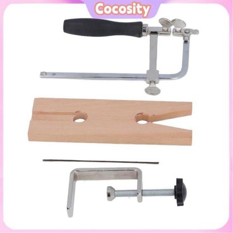 Kit de scie à bijoux, cadre professionnel 3 en 1 avec 12 lames, pince à broche en bois pour la fabrication d'objets artisanaux en (1/4)